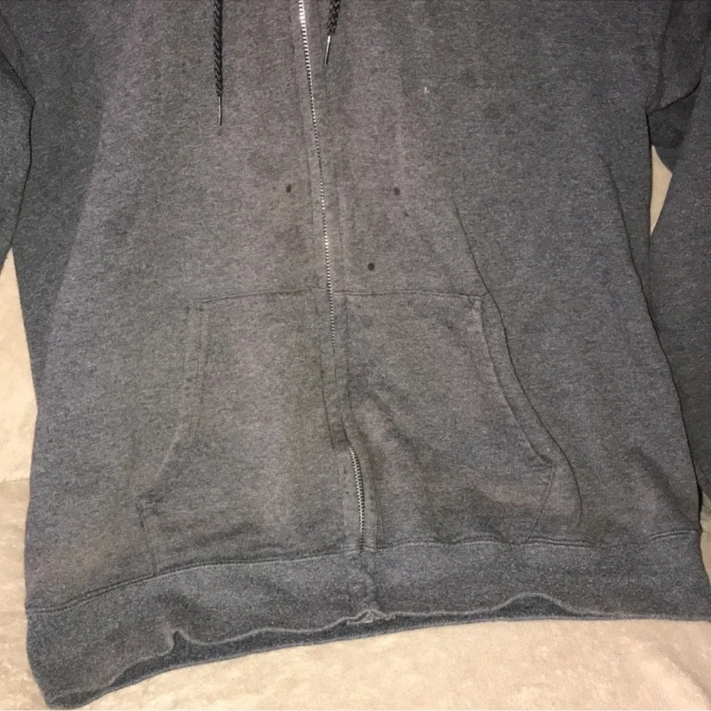 Hanes ultimate cotton grey medium zippered hooded sweatshirt damaged - Picture 2 of 9